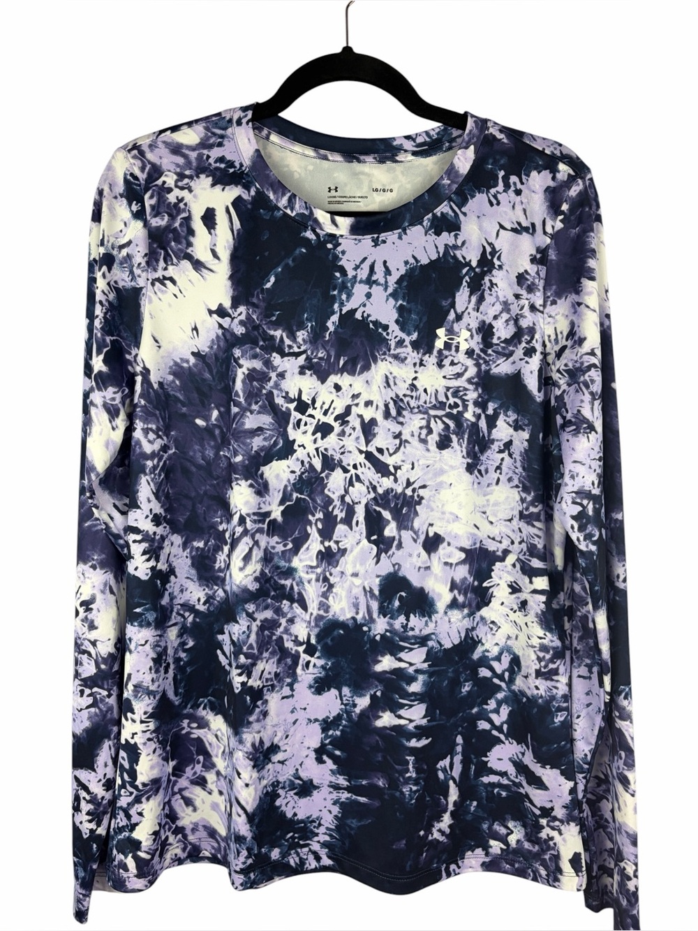 Under Armour Loose Fit Tie Dye Long Sleeve Athletic Top Purple Large